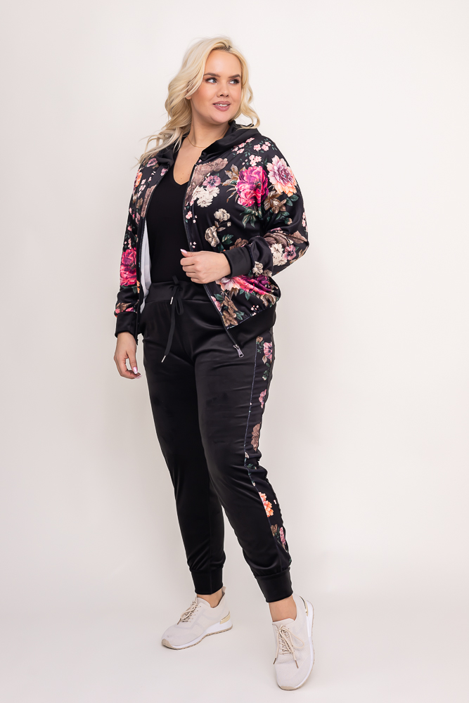 Grey Velour Tracksuit Set KARMENIO pink || multicolor || czarny